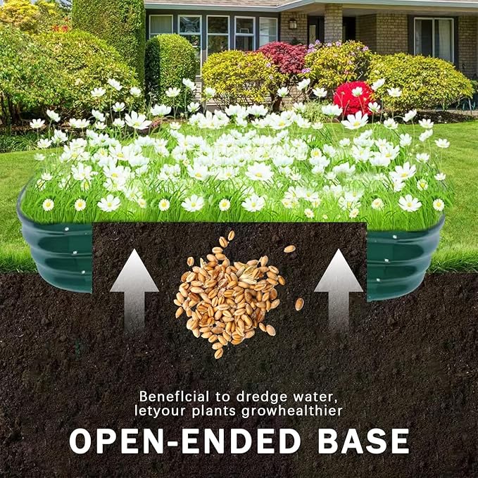 Raised Garden Bed, Raised Beds for Gardening Outdoor for Vegetables and Flowers Ground Planter Box, Galvanized Metal Planter Grow Garden Box,4x2x1ft