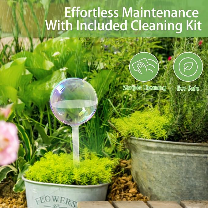 4PC Iridescent Self Watering Globes, Large Glass Rainbow Plant Watering Globes, Self Watering Planter Insert for Indoor and Outdoor, Plant Watering Blubs, Automatic Plant Waterer