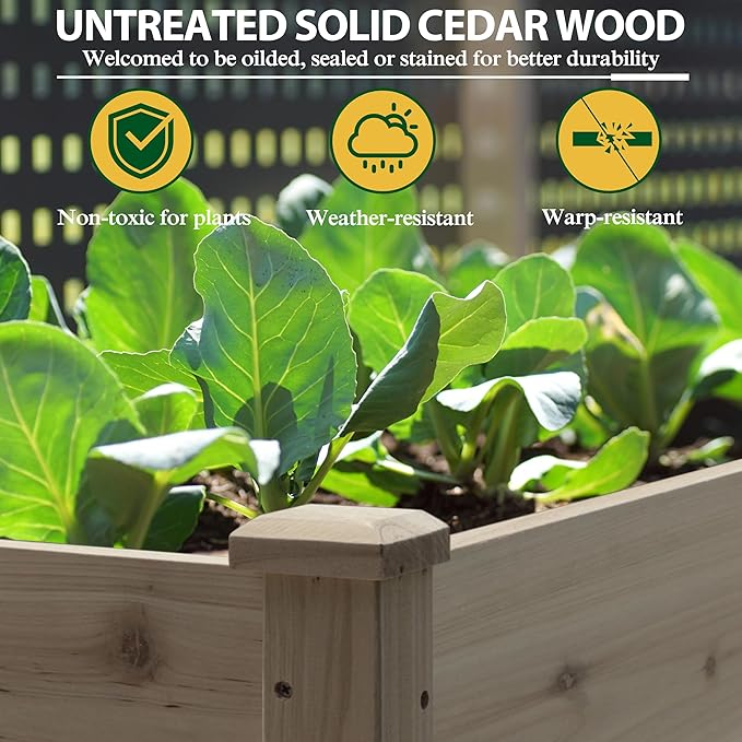 MUPATER 6'x1.8' Raised Garden Bed, Elevated Planter Box with 8 Drainage Holes, 6.8 Cubic Feet Potting Space, Wood Raised Garden Beds Outdoor with Six Legs for Garden, Patio and Greenhouse, Brown