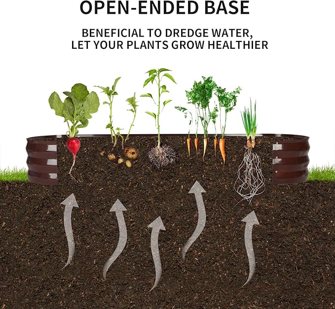 GADI Raised Garden Bed Kit for Vegetables Flower Galvanized Metal Planter Boxs Designed for Easy DIY and Cleaning Not Twist Or Rot (Brown)