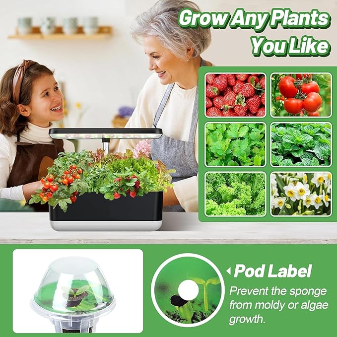 Bigmeta Hydroponic Pods Compatible with Aerogarden - Seed Sprout Pods Kit with Plant Food, 100pcs Grow Sponges, Pod Labels, for Most Indoor Hydroponics Growing Plants System