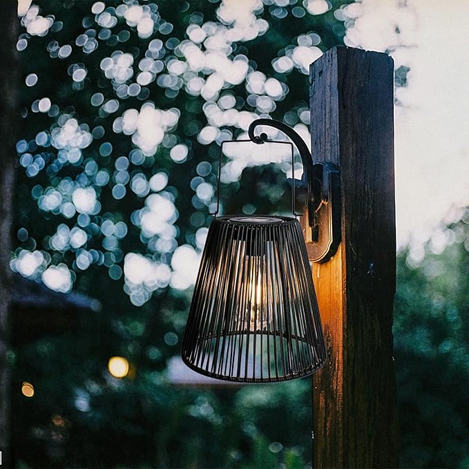 Afirst Solar Lanterns Outdoor, Rattan Hanging Solar Lights Natural Bamboo Waterproof Decorative Lanterns for Yard, Patio, Lawn,Pathway, Landscape, Garden Decor Mother's Day Gifts