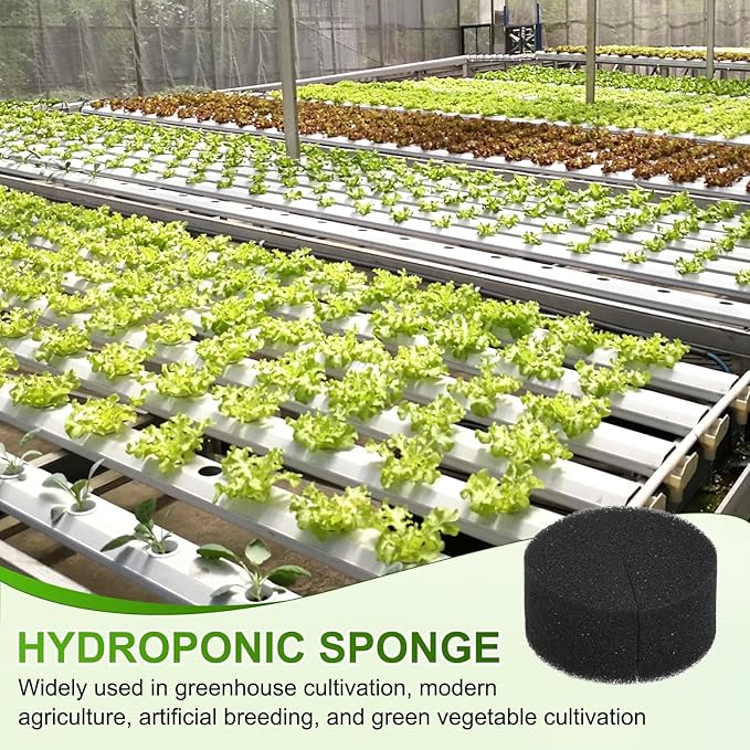 50-Pack Hydroponics Sponges, 2.36 Inch Growing Media Cylindrical Sponges for Planting Gardening Tool/Grow Seedlings/Home Vegetable Flower, Soilless Cultivation Seedling [Black]