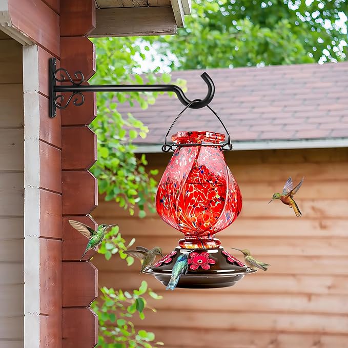 BOLITE Plant Hangers, 8 Inch Plant Hooks for Wall Indoor Outdoor, Metal Hooks for Hanging Hummingbird Feeders, Bird Feeders, Planters, Lanterns, Wind Chimes, 2 Pack, Black, Gifts for Women Men