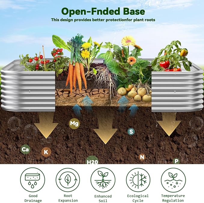2 Pack Tall 8x4FT Raised Beds for Gardening, Corrugated Galvanized Steel Raised Garden Bed, Outdoor Metal Above Ground Garden Bed for Vegetables and Flowers