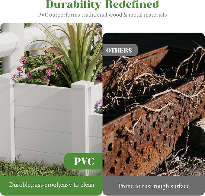 Casaphoria Raised Garden Bed, Plastic Planter Box with Open Bottom, 35.5" x 35.5" x 16" for Fruits, Vegetables, Herbs & Flowers, Perfect for Outdoor Gardening