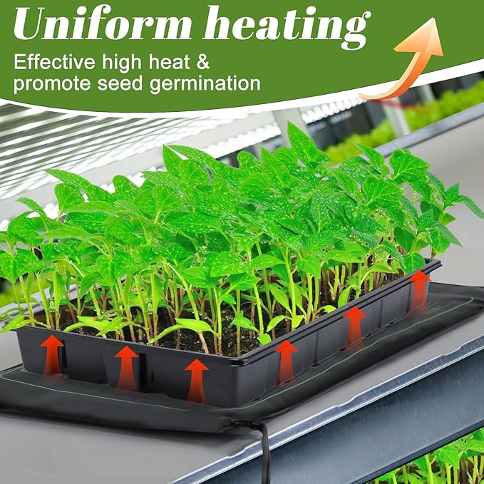 4 PCS Durable Seedling Heat Mat for Plants - 10'' x 20.5'' Bulk Seed Starting Heating Mat for Indoor Grarden Greenhouse, Waterproof Warm Hydroponic Seed Mat for Plant Germination Growth