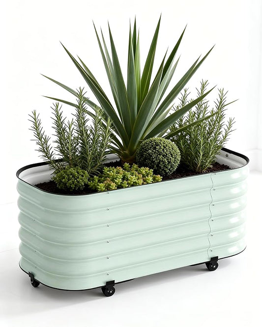 DaisyVibe Mobile Outdoor Planter Box with Wheels, 20.9 Inch Tall, Heavy-Duty 1000 lbs Capacity, Anti-Rust Steel Construction, Rolling Garden Bed for Vegetables, Herbs, Patio, Balcony