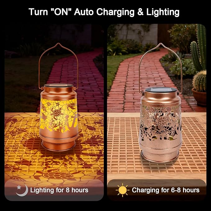 Sea Turtle Gift for Women - Sea Turtle Solar Lanterns Outdoor Waterproof, Turtles Garden Decor Hang LED Solar Lights, Mom Grandma Ocean Animal Lovers Christmas Mother's Day Housewarming Gifts