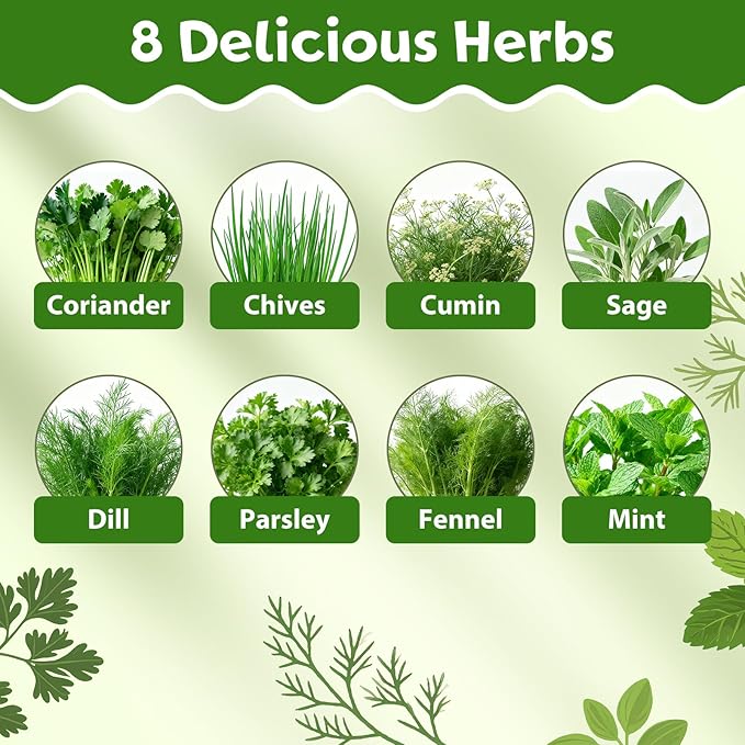 8 Herb Indoor Garden Kit for Beginners - Complete Windowsill Growing Gifts Set with Tools, Unique Christmas Birthday Gardening Gifts for Women, Mom, Men, Teenage Girls,Kitchen, Housewarming