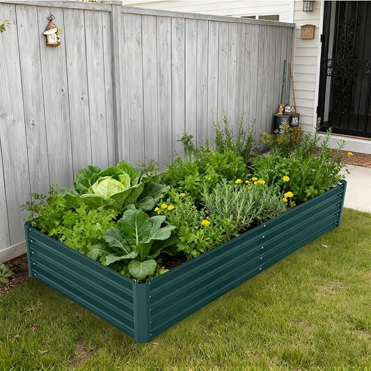 Galvanized Raised Garden Bed Kit with Cover Heavy-Duty Modular Metal Planter Raised Beds for Vegetables with Tool-Assisted Simple Assembly, Reinforced Panels & Optimal Drainage