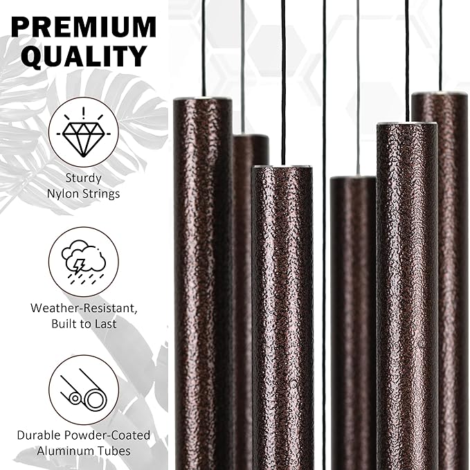Vanquer Large Wind Chimes for Outside Deep Tone - 48'' Wind Chimes Outdoor Clearance, Deep Tone, Memorial, Sympathy Gift, Garden Patio, Home Décor, Bronze