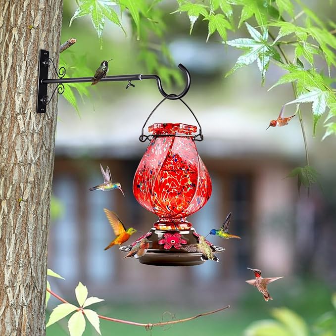 BOLITE Bird Feeder Hangers(16 to 24 Inch), Adjustable Plant Hangers Outdoor Indoor, Plant Hooks for Wall, Planters, Lanterns, Wind Chimes, String Lights, 2 Pack, Black, Gifts for Women Men