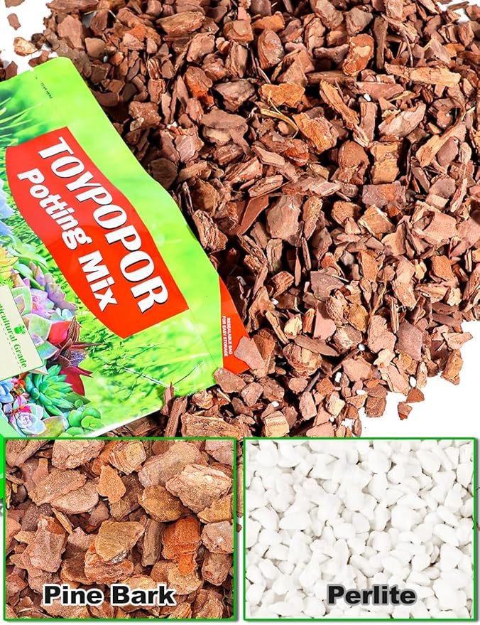 TOYPOPOR Orchid Potting Mix, Orchid Bark with Perlite, Potting Soil Medium for Plants Indoor, Pine Bark Wood Chips for Houseplant Fast Drainage, Water Retention, Air Flow and Root Ventilation 1 Quart