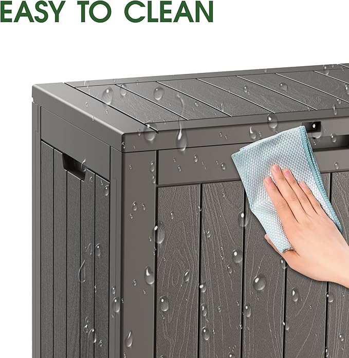 NBYSGO Outdoor Storage Box, Resin Deck Boxes Indoor and outdoor, Waterproof Storage Box Lockable Lid (Grey,35 Gallon)