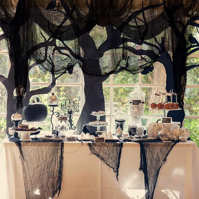 ZeeDix Halloween Black Creepy Cloth 79 x 200in Giant Spooky Cheesecloth Halloween Decoration Scary Gauze Cloth for Party Supplies Haunted Houses Outdoor Yard Home Wall Doorways Decor