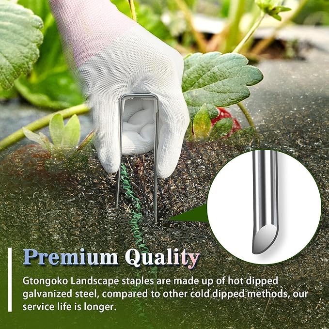 Gtongoko 50 Pack Galvanized Landscape Staples, Garden Stakes, Tent Stakes, Plant Cover Stakes 6 Inch for Landscaping Securing Weed Barrier Fabric, Irrigation Tubing, Holding Fence