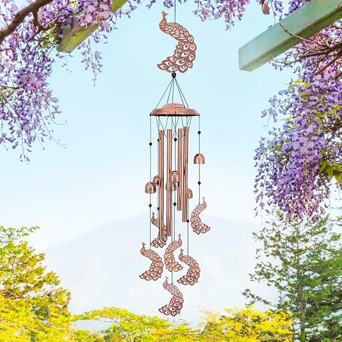 Peacock Wind Chimes for Outside,Peacock Gifts for Women/Men/Sympathy Gift/Memorial Gifts/Birthday Festival Metal windchimes Outdoors/Indoors,Patio,Garden Decor,Home,Porch,Yard