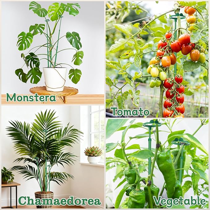 Extendable Plant Stakes,Adjustable Length from 17.9IN to 42.3IN Monstera Support Stakes with Clips,Sturdy Plant Stakes for Indoor Outdoor,Garden Sticks for Tomato,Orchid,Climbing Plants- 5Pack