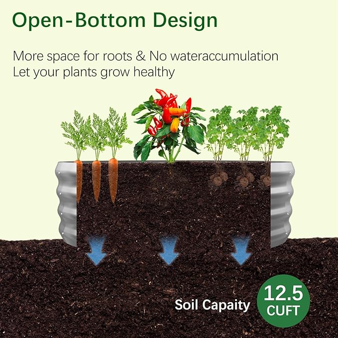 Galvanized Garden Bed kit for Vegetables/Herbs/Flowers (4X4X1)