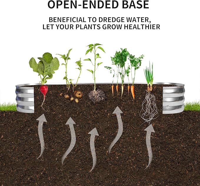 GADI Raised Garden Bed Kit for Vegetables Flower Galvanized Metal Planter Boxs Designed for Easy DIY and Cleaning Not Twist Or Rot (Silver)