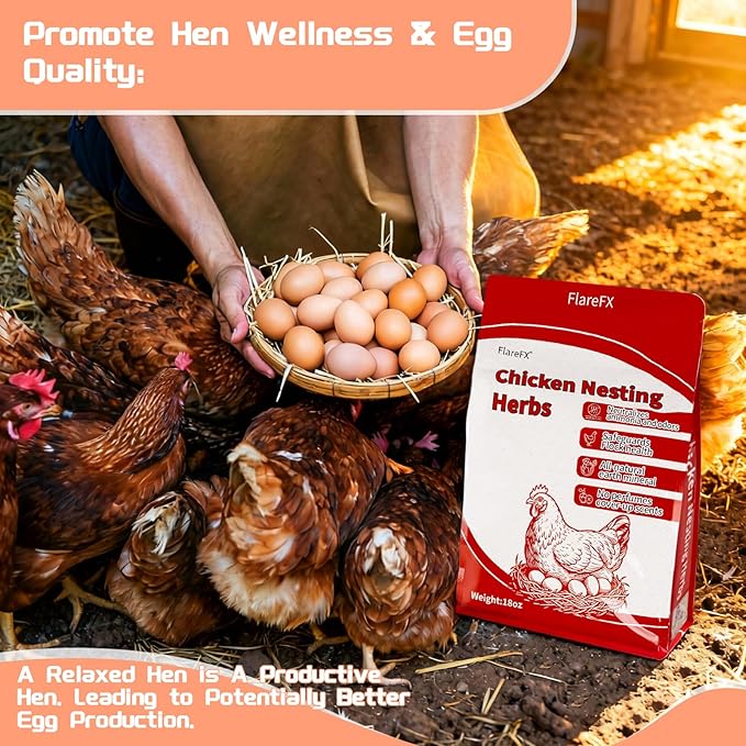 18oz Premium Nesting Herbs for Chickens Coop Odor Control - 8 Natural Dried Herbs Blend for Hen Comfort, Coop Freshness & Egg Laying Support, Poultry Treats & Coop Accessories