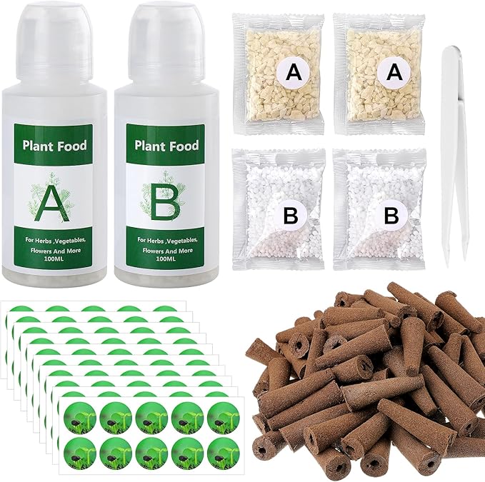 Bigmeta Hydroponic Pods Compatible with Aerogarden - Seed Sprout Pods Kit with Plant Food, 100pcs Grow Sponges, Pod Labels, for Most Indoor Hydroponics Growing Plants System