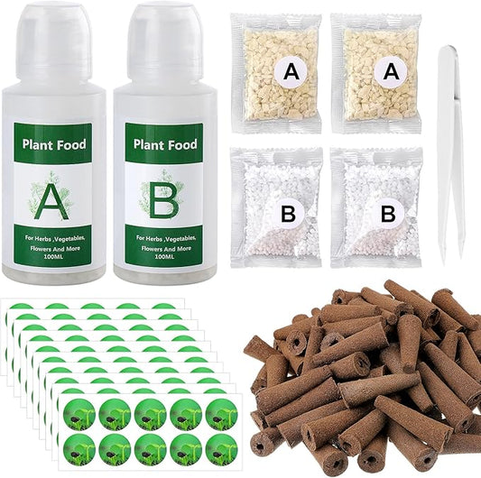 Bigmeta Hydroponic Pods Compatible with Aerogarden - Seed Sprout Pods Kit with Plant Food, 100pcs Grow Sponges, Pod Labels, for Most Indoor Hydroponics Growing Plants System