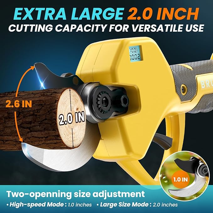 Electric Pruning Shears Cordless Pruner Shears Brushless 2.6 Inch Opening Size with 2 * 2Ah Battery Pruning Shears Garden Tool for Tree Trimming, Branch Cutter