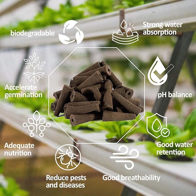 MAQIHAN 50 Grow Sponges for Hydroponics - Seed Pods for Garden Seed Starter Pods Growing System Plant for Seed Plugs Garden Cube Sponges Replacement