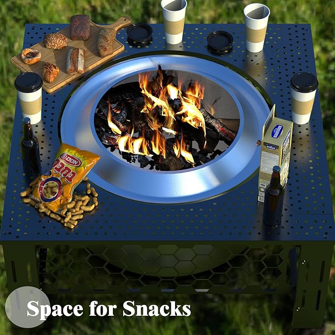 Fire Pit Surround Tabletop Large Use for Solo Stove Bonfire Ranger Yukon 2.0 and Mesa, Fire Pit Table Square Made of UV-Resistand Antirust Thick Metal, for Indoor Outdoor Use