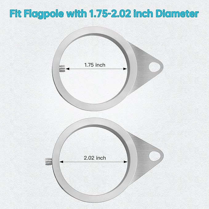 Anovo Flag Pole Rings, Flagpole Rings Aluminum Alloy 360° Rotating Anti Wrap Flag Mounting Spinning Ring Clips for 1.75-2.02 Inch Diameter Flagpole (2 Inch -Pack of 2, Matte Silver)