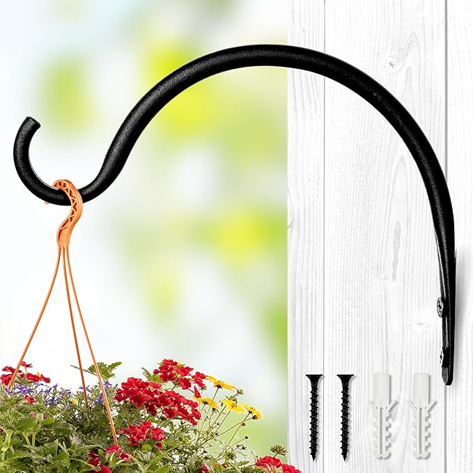 AJART Hanging Plant Hanger Outdoor: 8-Inch Bird Feeder Wall Hooks - Rust-Resistant Plant Bracket Hook for Hanging Flower Baskets