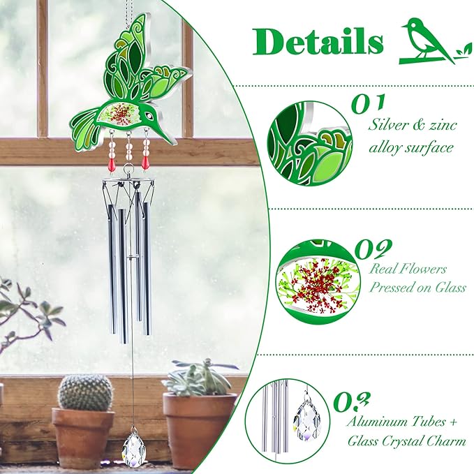 Memorial Wind Chimes Hummingbird Wind Spinner, Sympathy Wind Chimes for Loss of Loved One Prime Bereavement Sympathy Memorial Gift for Loss of Mother Father Husband Condolence Remembrance