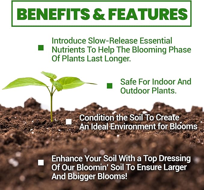 Elm Dirt Premium Bloom Soil - Organic Plant Soil for Indoor & Outdoor Use | Enhances Plant Growth & Nutrients - Big Bloom Activator, 2 lbs