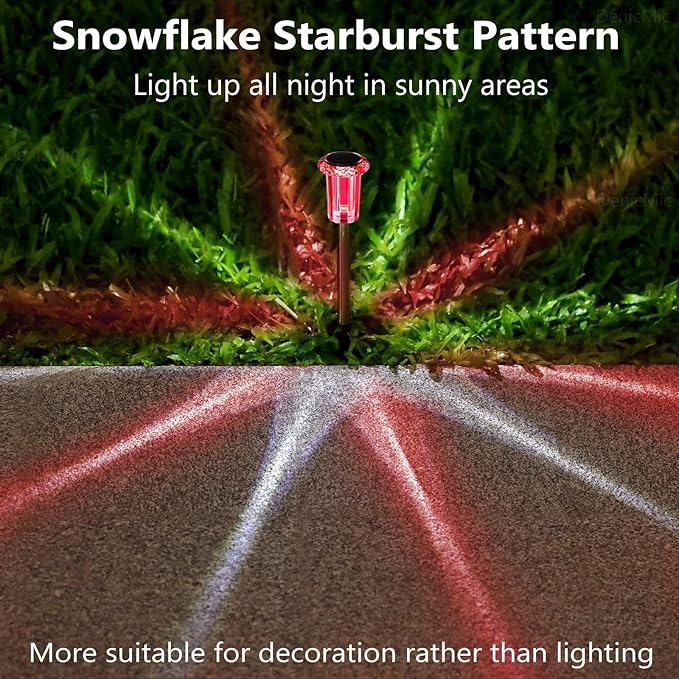 DenicMic Solar Lights Outdoor 10 Pack Waterproof Color LED Stainless Steel Stake Outside Lights for Yard Pathway Garden Driveway Walkway Landscape Path Lighting Christmas Decorations