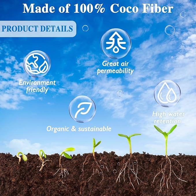 ZeeDix 150pcs 30mm Coco Coir Pellets Potting Soil, Organic Coconut Fiber Seed Starter Soil Pellets, Coconut Coir Soil Discs for Indoor Outdoor Plants, Herbs Houseplants Flowers Succulents Vegetables