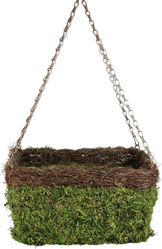 SuperMoss (29212) MossWeave Hanging Basket - Square, Fresh Green with Wicker Rim, Small (10.5 Diameter)"
