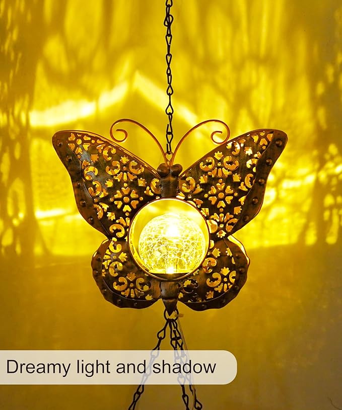 Wind Chimes Outdoor Indoor Decor: Valentines Day Gifts for Her Wife Women Mom Grandma Birthday - Outside Lights for Garden Yard Patio Porch (Butterfly)