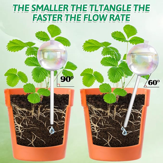 17 oz Up 2 Weeks Large Plant Watering Globes, Self Watering Planter Insert Iridescent Rainbow Self Watering Globes, Vacation Plant Watering Devices-Watering Bulbs for Indoor Outdoor (Large 2-Pack)