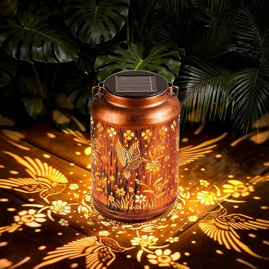 Hummingbird Solar Lanterns Christmas Birthday Gifts for Women Mon Grandma Garden Decor Metal Hanging Solar Lights LED Lamp Waterproof Outdoor Decoration for Yard Patio Lawn Pathway Landscape