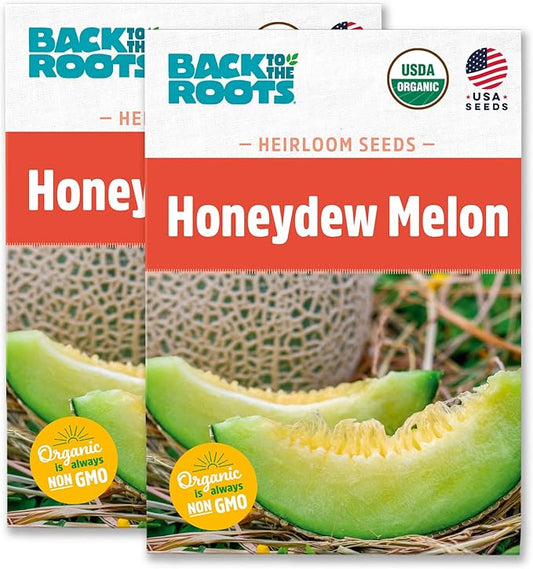 Back to The Roots 100% Organic Heirloom Seeds - Honeydew Melon Value Pack (1.6g Total)