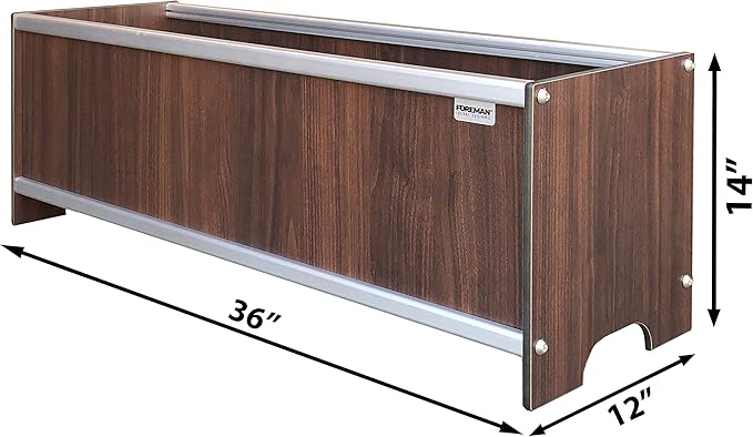 Foreman Raised Garden Bed 10 Year Warranty 36”Lx12”Wx14”H Premium Plastic Wood Grain Aluminum Frame Elevated Planter Box for Backyard Patio Balcony, Tosca
