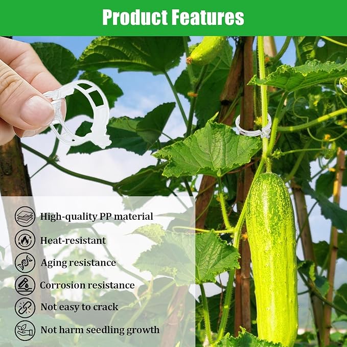 YFANITI 300 PCS White Plant Fixing Clips,Plant Support Clips, Tomato Clips, Plastic Trellis Clips,Garden Clip for Fixing Stem and Vine