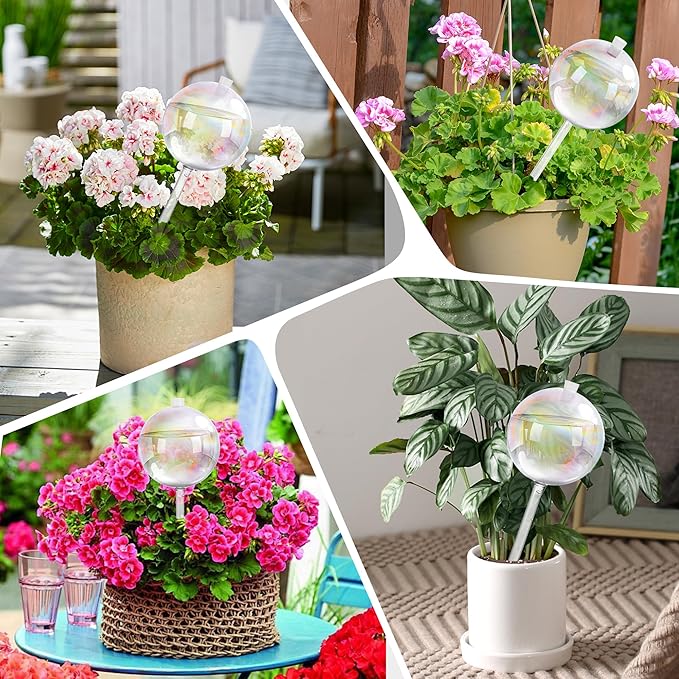 17 oz Up 2 Weeks Large Plant Watering Globes, Self Watering Planter Insert Iridescent Rainbow Self Watering Globes, Vacation Plant Watering Devices-Watering Bulbs for Indoor Outdoor (Large 2-Pack)