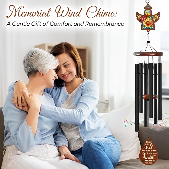 FLAGWIX Sympathy Gifts for Loss of Loved One - Memorial Wind Chimes for Outside 32 in - Large Outdoor Wind Chimes, Bereavement Gift Ideas, Remembrance Condolence Memorial Gifts for Loss of Mom Dad