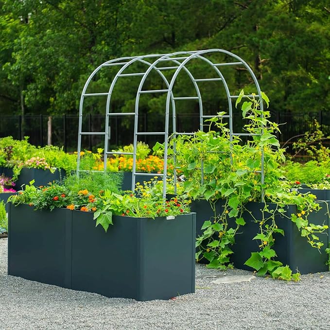 Vego garden 32" Extra Tall Raised Garden Bed, 27" x 53" Modern Raised Garden Beds Kit, Metal Planter Box for Vegetables Flowers Fruits, Urban Charcoal