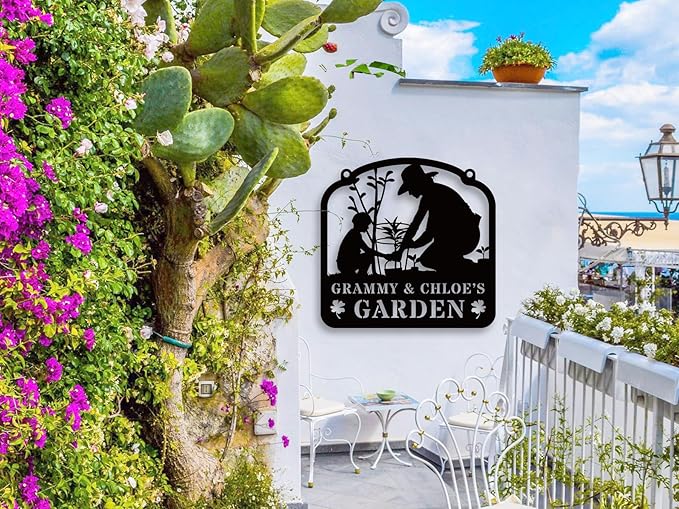 Personalized Family Garden Metal Sign, Custom Gift for Parents, Grandparents,Garden Decor