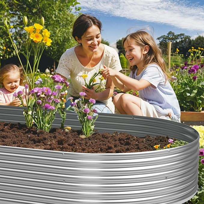 BTDVR 3 PCS 8×4ft Galvanized Raised Garden Bed Outdoor, Metal Raised Beds for Vegetables, Above Ground Garden Box for Flower, Steel Garden Bed for Gardening