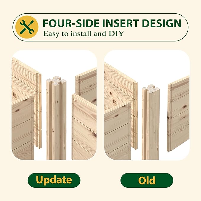 BlueWish Raised Garden Bed Outdoor, Planter Box with Open Bottom, Mortise Design, Ground Garden Bed for Fruit, Vegetables, Herbs, 94''L x 47''H x 15''W